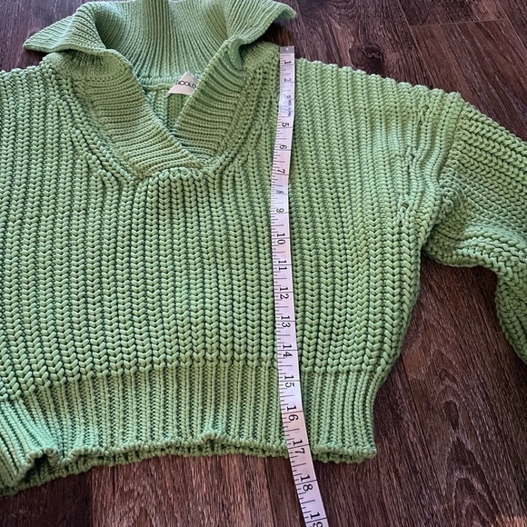 VICOLO green crop sweater made in italy puff sleeve chuncky - Picture 6 of 6